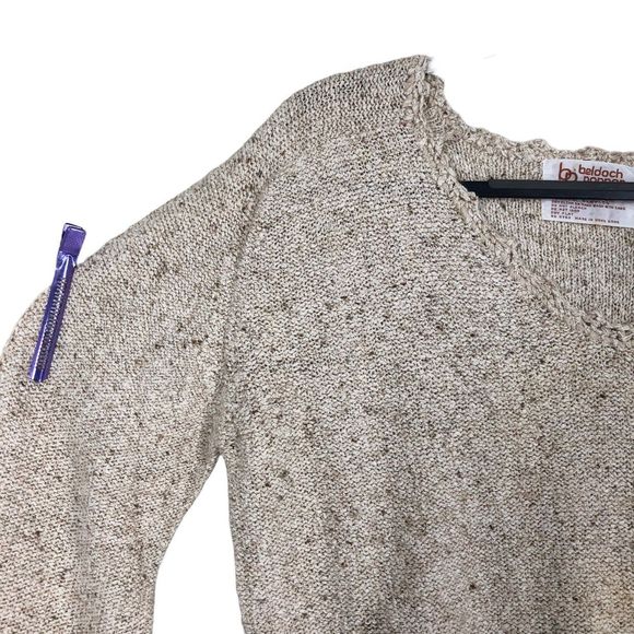 Vintage 90s Silk/Wool Blend Sweater, Scalloped Neck, Puffy Sleeves, Grandma, M - Picture 4 of 8